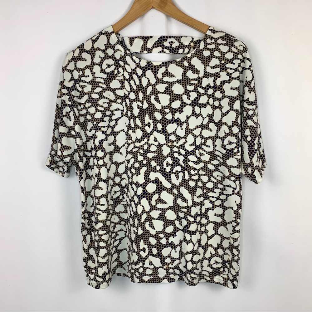 CLARA SUN WOO Abstract Animal Print Navy Beige